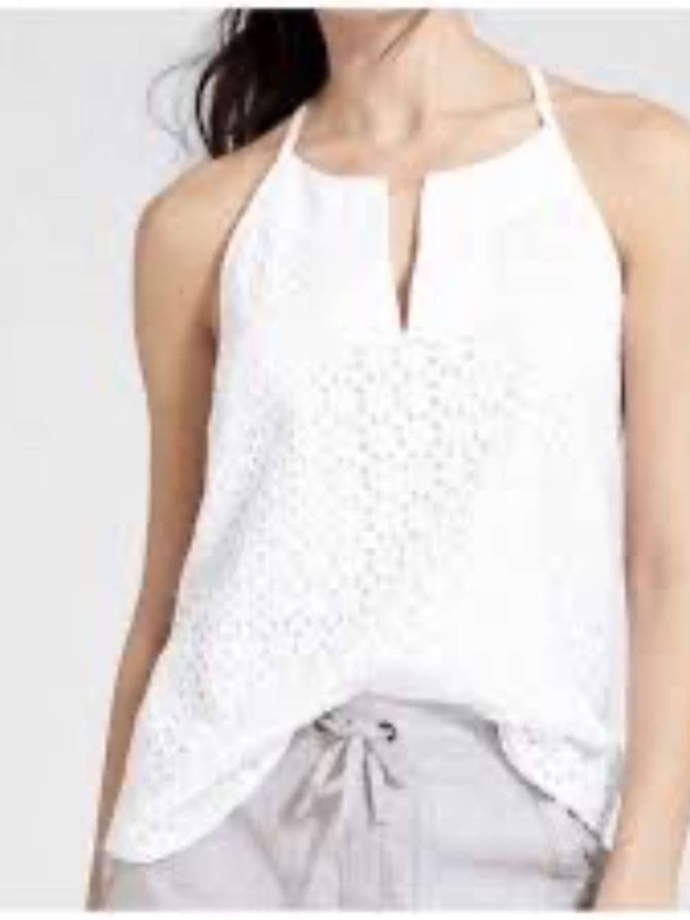 Athleta Women's Size Small White Eyelet Dunes Tank Top Blouse